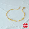 Simple Geometric O Shaped And Paper Clip Chain Stitching Silver Bracelet For Women With Electroplating Design
