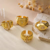 Simple Geometric Opening Ring For Women Copper 18K Gold Plated Zircon