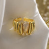 Simple Geometric Opening Ring For Women Copper 18K Gold Plated Zircon