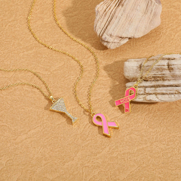 Simple Geometric Pattern Copper Mixed Gemstone Setting Electroplated Pendant Necklace For Women