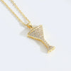 Simple Geometric Pattern Copper Mixed Gemstone Setting Electroplated Pendant Necklace For Women