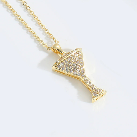 Simple Geometric Pattern Copper Mixed Gemstone Setting Electroplated Pendant Necklace For Women