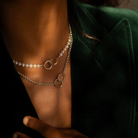 Simple Geometric Pearl Ring Pendant Necklace Bracelet Copper Gold Plated Electroplating