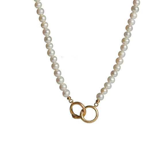 Simple Geometric Pearl Ring Pendant Necklace Bracelet Copper Gold Plated Electroplating