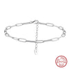 Simple Geometric S925 Sterling Silver Paper Clip Chain Anklet For Women