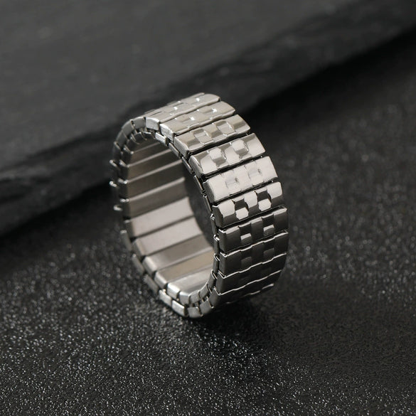 Simple Geometric Stainless Steel Adjustable Spring Ring With Electroplated Finish Unisex Fashion Jewelry