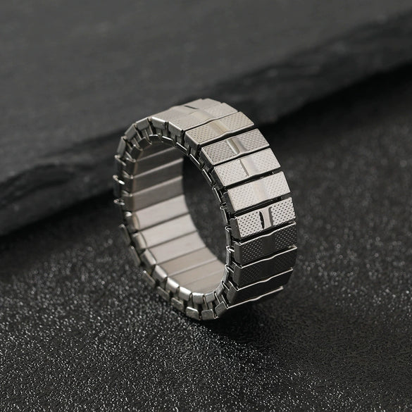Simple Geometric Stainless Steel Adjustable Spring Ring With Electroplated Finish Unisex Fashion Jewelry