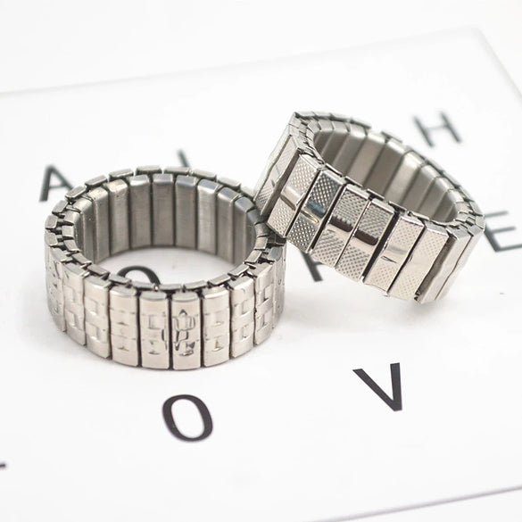 Simple Geometric Stainless Steel Adjustable Spring Ring With Electroplated Finish Unisex Fashion Jewelry