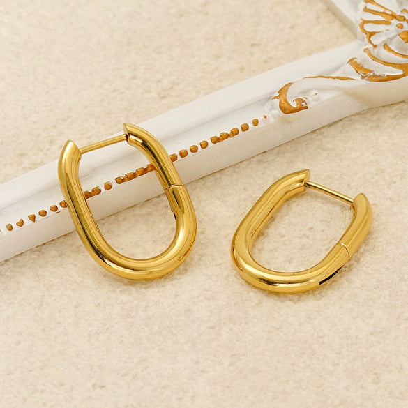 Simple Geometric Stainless Steel And Titanium Steel Goldplated Hypoallergenic Unisex Earrings