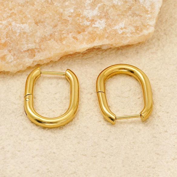 Simple Geometric Stainless Steel And Titanium Steel Goldplated Hypoallergenic Unisex Earrings