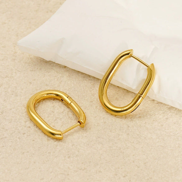 Simple Geometric Stainless Steel And Titanium Steel Goldplated Hypoallergenic Unisex Earrings