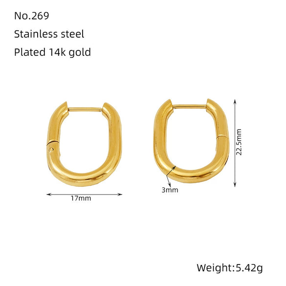 Simple Geometric Stainless Steel And Titanium Steel Goldplated Hypoallergenic Unisex Earrings