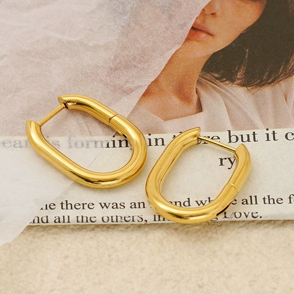 Simple Geometric Stainless Steel And Titanium Steel Goldplated Hypoallergenic Unisex Earrings