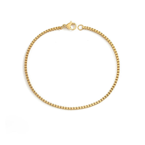 Simple Geometric Stainless Steel Box Chain Bracelet For Women Electroplated Titanium Steel Fashion Jewelry
