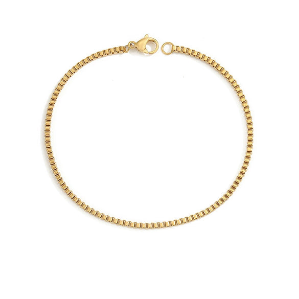 Simple Geometric Stainless Steel Box Chain Bracelet For Women Electroplated Titanium Steel Fashion Jewelry