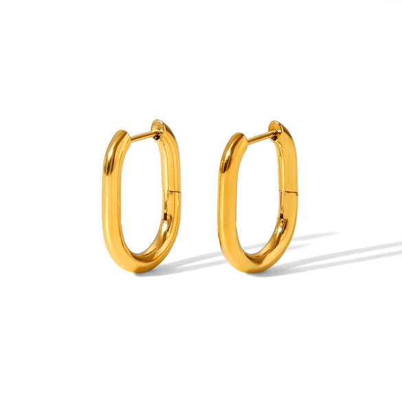 Simple Geometric Stainless Steel Goldplated Earrings For Women