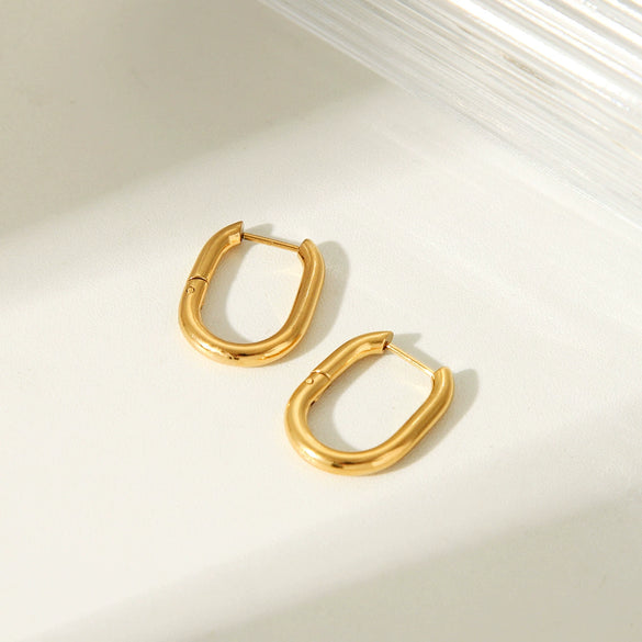 Simple Geometric Stainless Steel Goldplated Earrings For Women