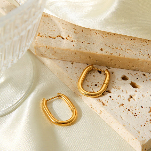 Simple Geometric Stainless Steel Goldplated Earrings For Women