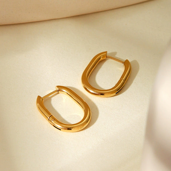 Simple Geometric Stainless Steel Goldplated Earrings For Women