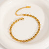Simple Geometric Stainless Steel Side Chain Necklace Bracelet Anklet Suit With Pvd Furnace Vacuum Real Gold Plating