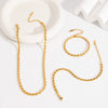 Simple Geometric Stainless Steel Side Chain Necklace Bracelet Anklet Suit With Pvd Furnace Vacuum Real Gold Plating