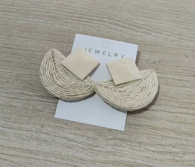 Simple Geometric Straw Bamboo Rattan Earrings With Wood And Leopard Print Acrylic Handcrafted Epoxy Dangle Earrings For Girls
