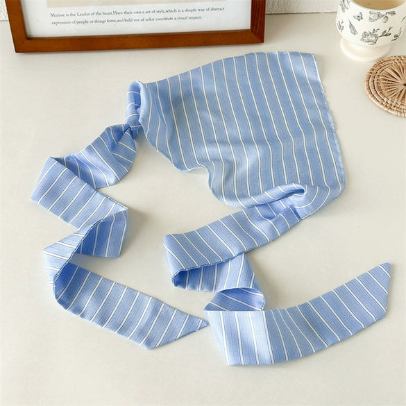 Simple Geometric Striped Fabric Triangle Scarf Headwear For Women