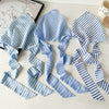 Simple Geometric Striped Fabric Triangle Scarf Headwear For Women