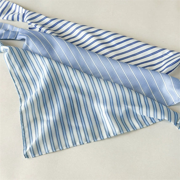 Simple Geometric Striped Fabric Triangle Scarf Headwear For Women