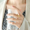 Simple Geometric Titanium Steel Open Ring With Steel Ball Design And Electroplated Finish For Women