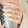 Simple Geometric Titanium Steel Open Ring With Steel Ball Design And Electroplated Finish For Women