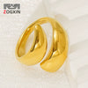 Simple Geometric 316L Stainless Steel Ring With Electroplating