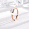 Simple Geometric Titanium Steel Zircon Ring For Women Rose Gold Electroplated Fashion Index Finger Jewelry