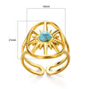 Simple Geometric Turquoise Inlaid Stainless Steel Open Ring Electroplated Unisex Women