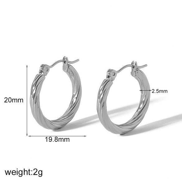 Simple Geometric Twist Ctype Stainless Steel Electroplated Earrings For Women