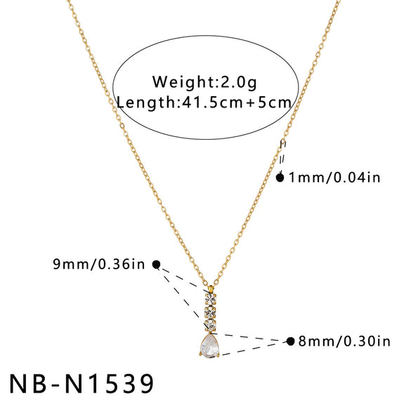 Simple Geometric Water Drop Pendant Necklace In Stainless Steel With Vacuum Plated Finish For Women