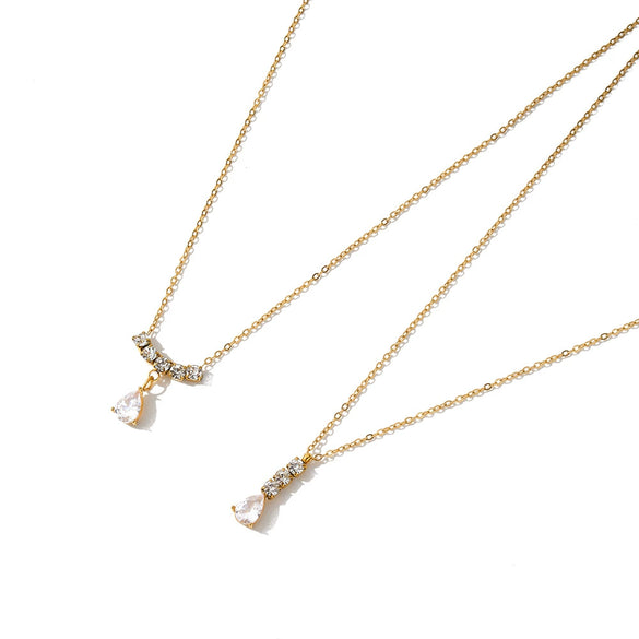 Simple Geometric Water Drop Pendant Necklace In Stainless Steel With Vacuum Plated Finish For Women