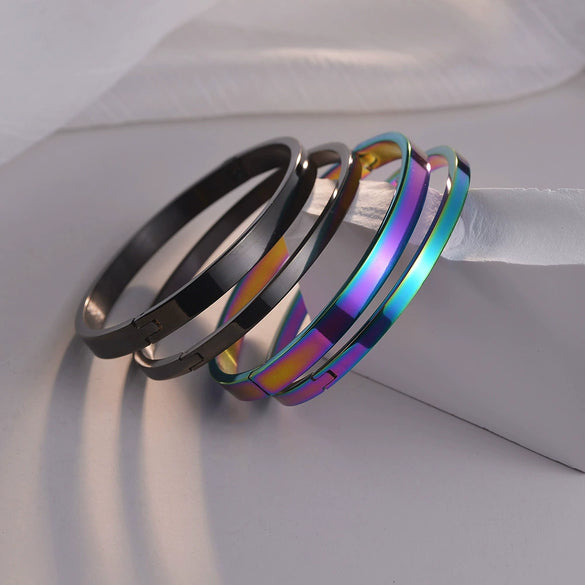 Simple Glossy Buckle Bracelet Stainless Steel Goldplated Electroplating