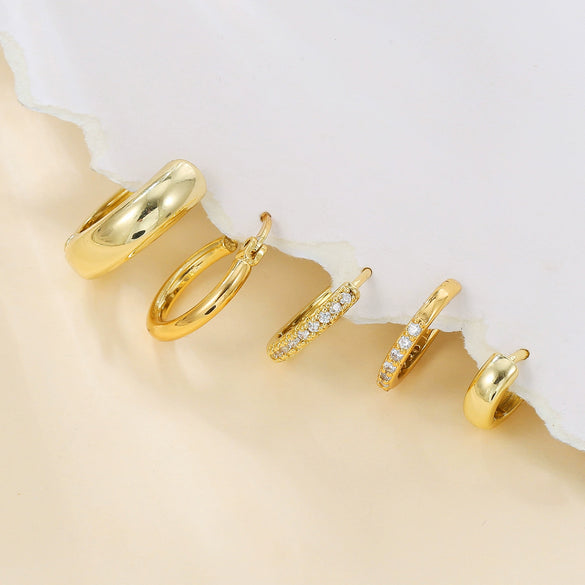 Simple Glossy Circle Highend Twisted Copper Needle Earrings With Geometric Pattern And Zirconia Processing