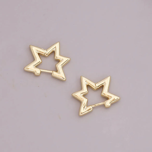 Europe And America Cross Border New Geometric Metal 18k Gold Earrings Simple Personality Gothic Stud Earrings Nightclub Earrings E360