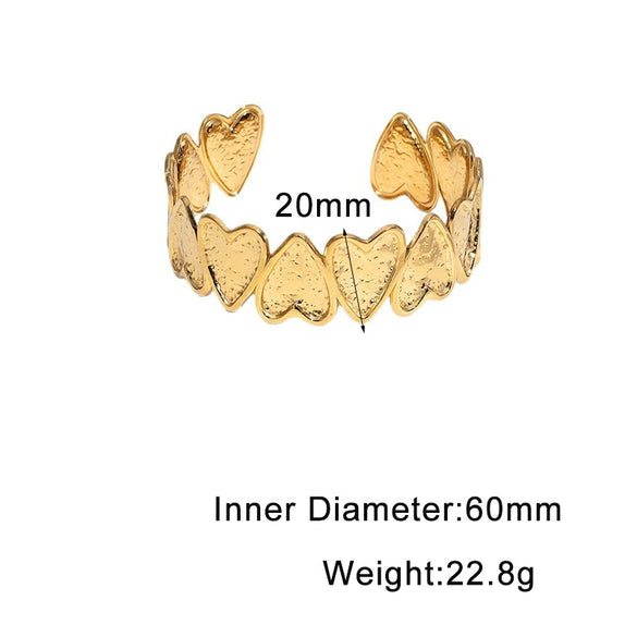 Simple Gold Electroplated Stainless Steel Heart Bracelet Sweet Cute High End Fade Resistant Jewelry