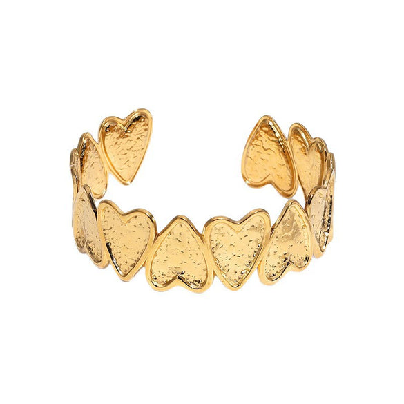 Simple Gold Electroplated Stainless Steel Heart Bracelet Sweet Cute High End Fade Resistant Jewelry