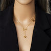 Simple Gold Plated Stainless Steel And Titanium Steel Long Tassel Chain With Bow Pendant Necklace For Women
