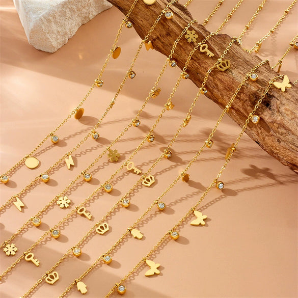 Simple Gold Plated Stainless Steel Butterfly Dragonfly Insect Pendant Necklace For Women