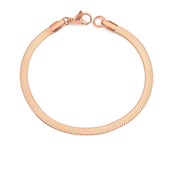 Simple Gold Plated Titanium Steel Flat Snake Chain Bracelet Geometric Diamond Pattern Stainless Steel Unisex Jewelry