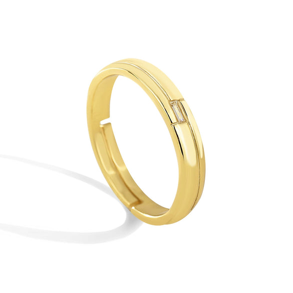 Simple Goldplated Women's Diamond Ring Copper Geometric Style