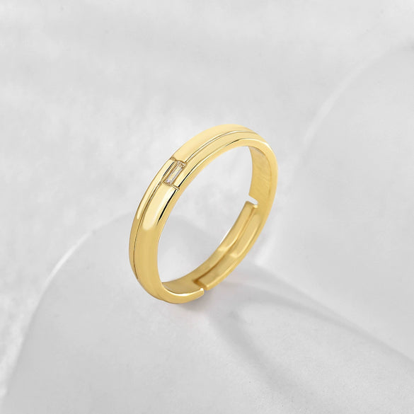 Simple Goldplated Women's Diamond Ring Copper Geometric Style
