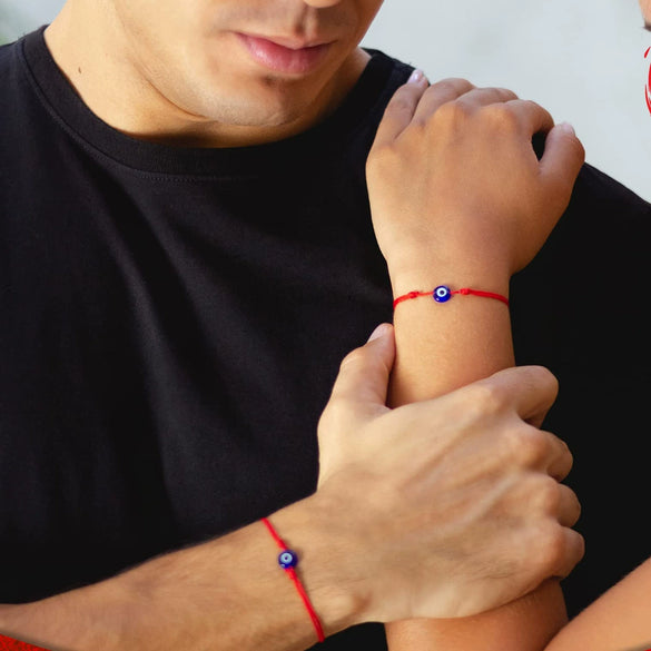 Simple Hand Woven Cord Braided Evil Eye Bracelet Geometric Black And Red Rope Couple Jewelry For Unisex