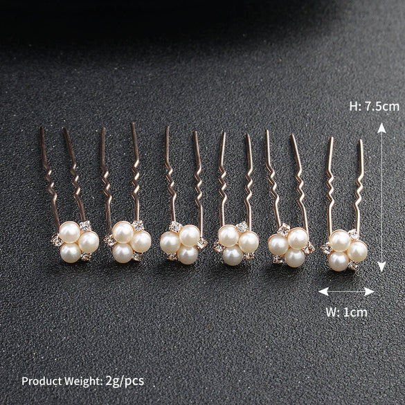 Simple Handmade Alloy U Shape Bridal Hair Pin With Pearl And Rhinestone Wedding Hair Accessory For Women