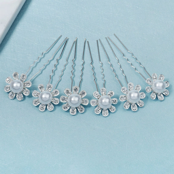 Simple Handmade Alloy U Shape Bridal Hair Pin With Pearl And Rhinestone Wedding Hair Accessory For Women
